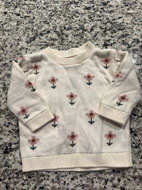 Little Planet Cream Floral Knit Sweater - Baby Girl  Crewneck